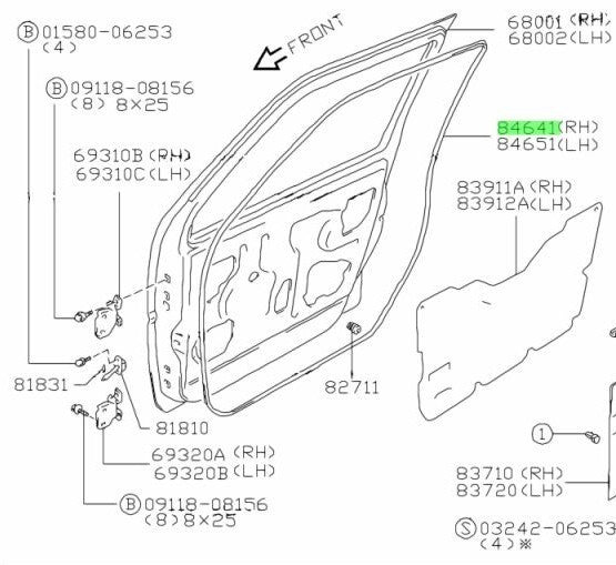84641-74F00-000 Suzuki Weatherstrip,fr dr opng,r 8464174F00000, New Genuine OEM 0
