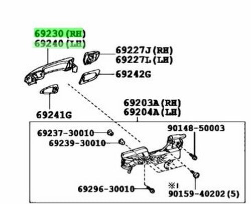 LEXUS RX270/350/450H Rear Door Handle RH LH White 69210-76010-A0 69220-76010-A01