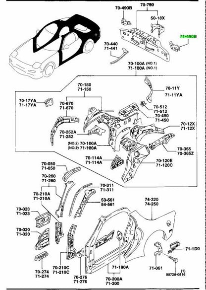 OEM MAZDA LAMP BRACKET LH RX-7 FD3S FD01-71-490B1