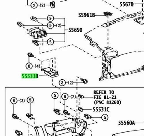 Genuine TOYOTA Lexus RX270/350/450H RH Glove Compartment Side Panel 55533-480201