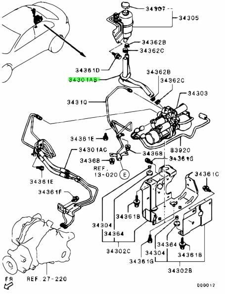 OEM Mitsubishi Lancer Evolution CZ4A HOSE ASSY,DIFF CONTROL HYDRAULIC UNIT1