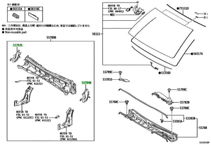 New Genuine Toyota Upper Cowl Reinforcement Cover No2 L&R Pair 55793/55794-600400