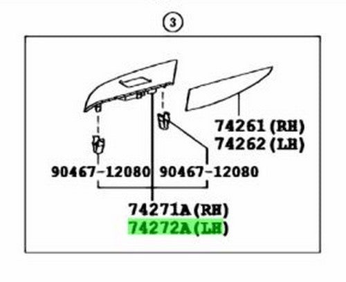 LEXUS RX270/350/450 RearDoorArmrestBaseUpperPanel LH NaturalBrown 74272-48050-F01