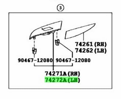 LEXUS RX270/350/450 RearDoorArmrestBaseUpperPanel LH NaturalBrown 74272-48050-F01