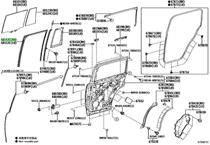New Genuine Toyota Rear Door Glass Run Channel RH 68142-60080 OEM1