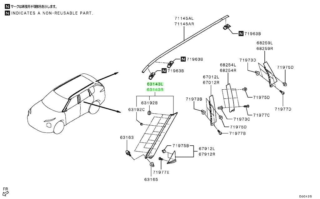 NEW Genuine Mitsubishi Front Pillar Garnish LH RH Set OEM 769A3W071P 769A4W071P0