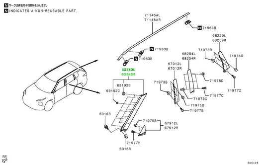 NEW Genuine Mitsubishi Front Pillar Garnish LH RH Set OEM 769A3W071P 769A4W071P0