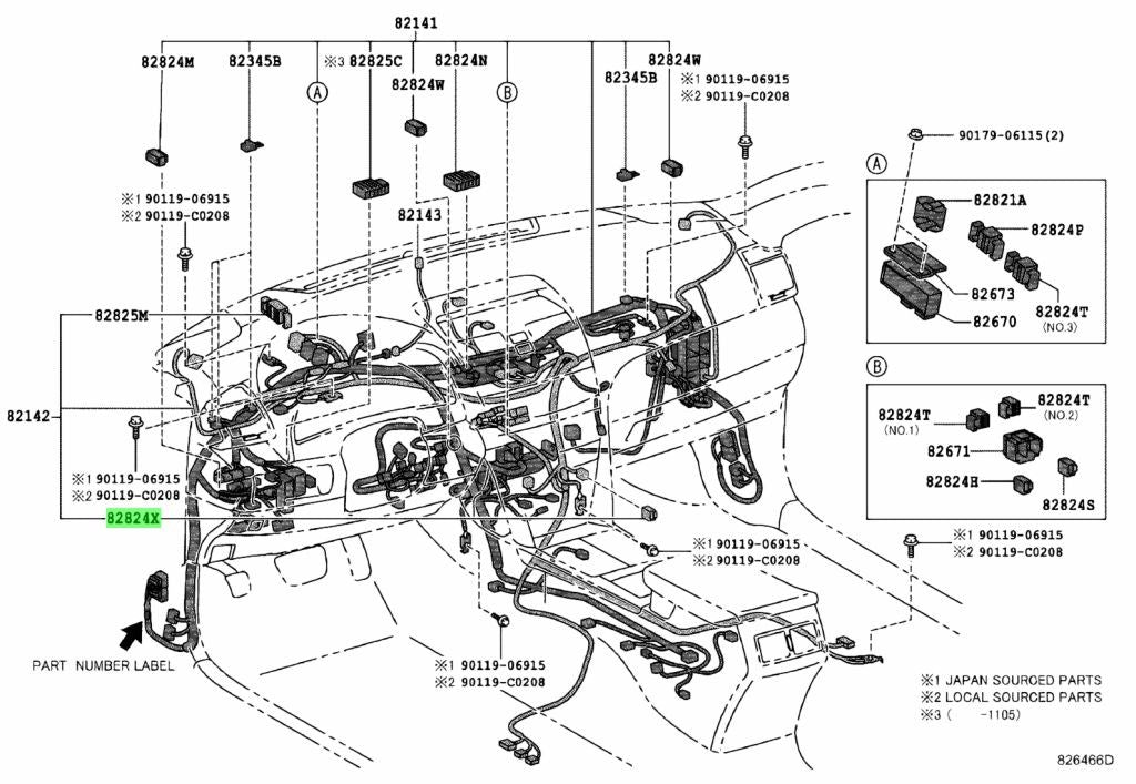 Genuine Toyota Lexus Wiring Harness Connector 82824-220801