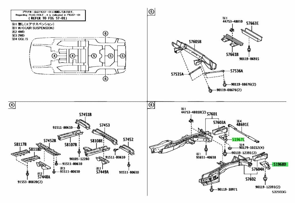OEM TOYOTA Lexus RX270/350/450H Rear TransportHook RH LH 51967-48030 51968-480301