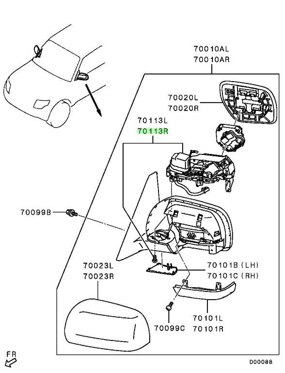Genuine Mitsubishi Pajero Montero Door Mirror Power Folding Motor RH 7632B322 OE2