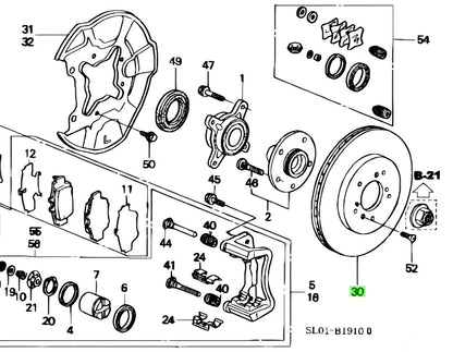 Genuine JDM Honda NSX NSX-R NSX-T NA1 Rear Brake Disc Rotor P/N 43251-SL0-010