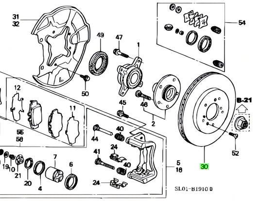 Genuine JDM Honda NSX NSX-R NSX-T NA1 Rear Brake Disc Rotor P/N 43251-SL0-010