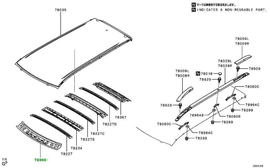 NEW Genuine Mitsubishi Front Roof Rail OEM 5290F6600
