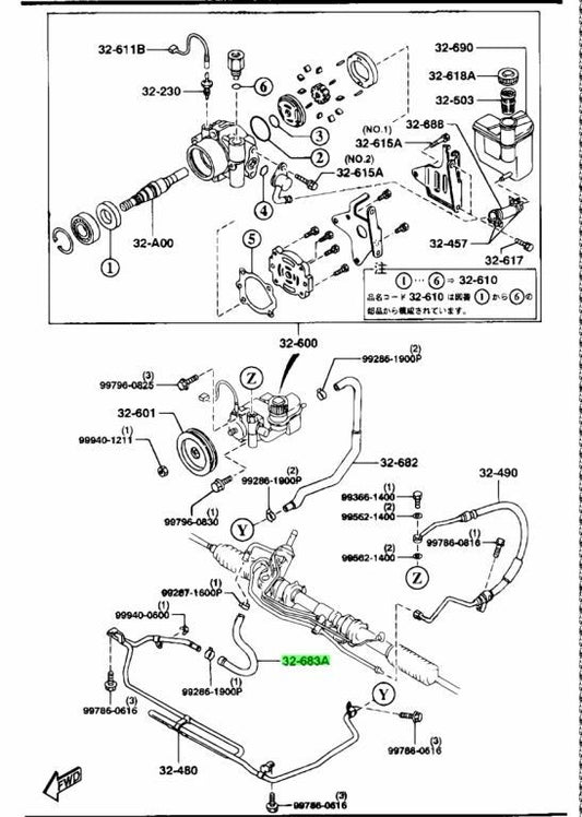 OEM Mazda F100-32-683A Power Steering Return Hose RX-7 FD3S Genuine1