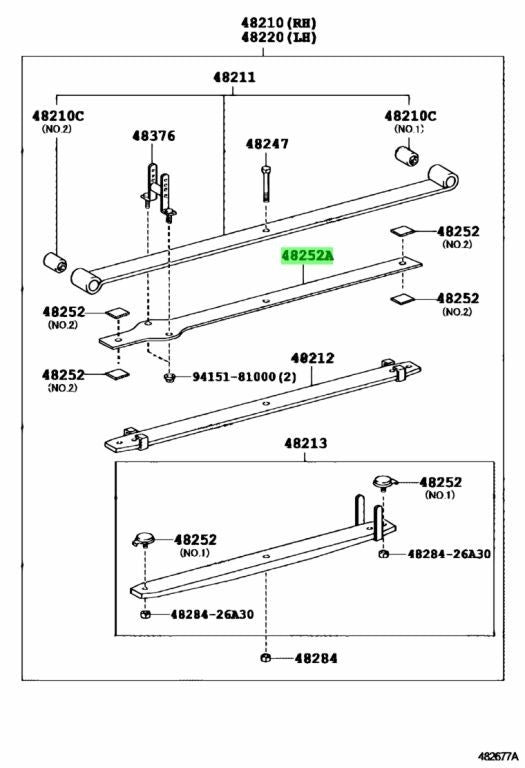 OEM SPACER, REAR SPRING Genuine Toyota HiAce Van 200 GDH206V 48253-26B000