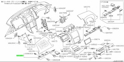 Genuine Nissan Fairlady Z Z33 RHD Passenger Lower Dash Panel 68108-CF55A OEM0