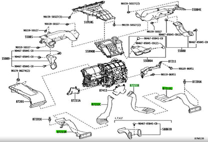 Lexus HVAC Air Duct No.3/4/5/6 87211-V2070 87211-V2080 87211-V2090 87211-V21000