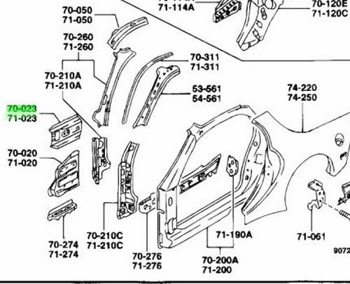 OEM MAZDA COWL SIDE REINFORCEMENT RH/LH SET RX-7 FD3S FD01-70-651A FD01-71-651A1