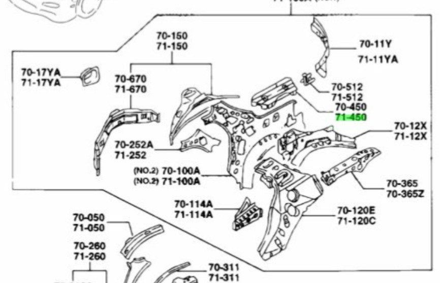 OEM MAZDA FLOOR SIDE PANEL LH RX-7 FD3S FD01-71-1X11