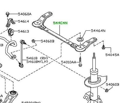 New Genuine Nissan Front Suspension Crossmember Brace 544C4-EN10B OEM1