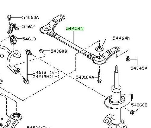 New Genuine Nissan Front Suspension Crossmember Brace 544C4-EN10B OEM1