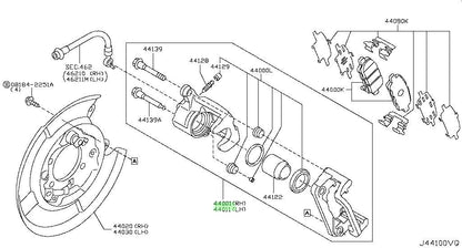 Genuine Nissan RR Brake Caliper L&H Pair W/O Pads&Shims 44001/44011-3NK0A OEM0