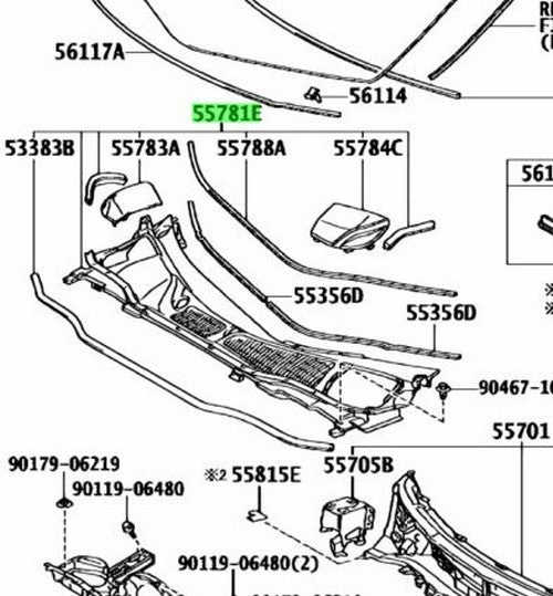 OEM TOYOTA Lexus RX270/350/450H Cowl Top Ventilator Louver Sub-Assy 55708-481011
