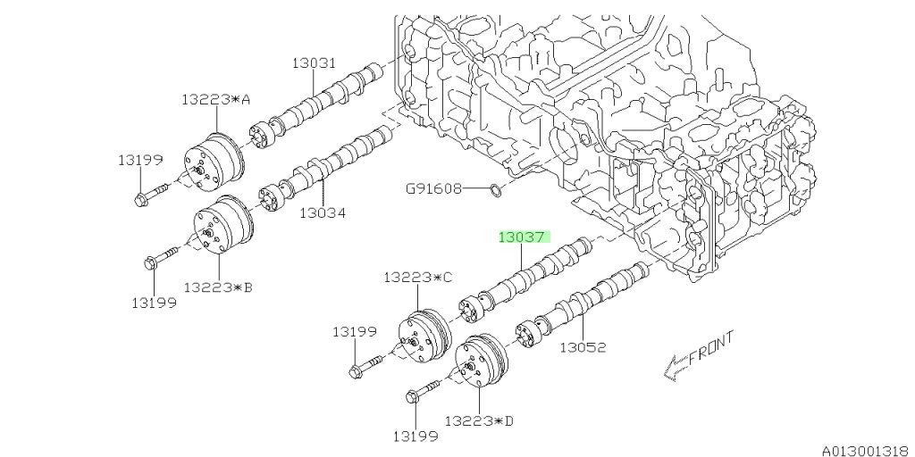 Genuine Subaru Engine Camshaft OEM 13037-AA8310
