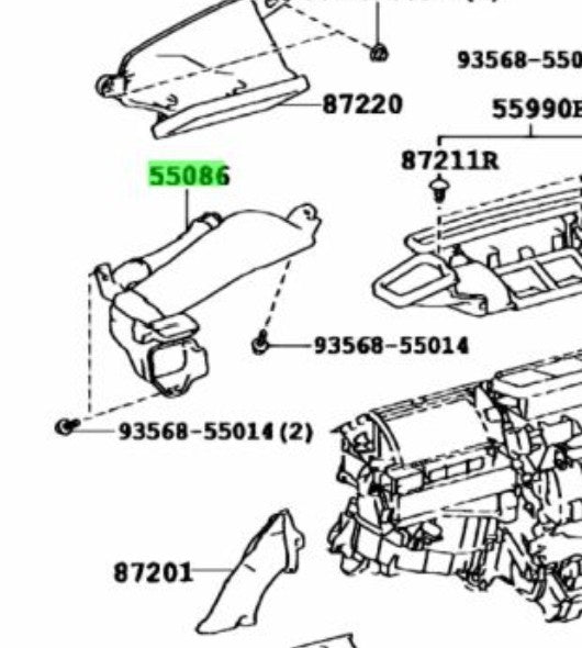 OEM Genuine TOYOTA Lexus Heater To RegisterDuct No.3 Assy 55086-76020 55086760201