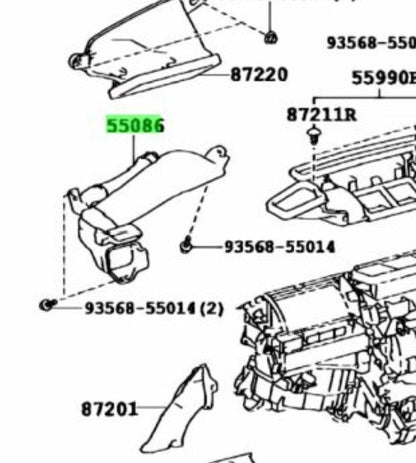 OEM Genuine TOYOTA Lexus Heater To RegisterDuct No.3 Assy 55086-76020 55086760201