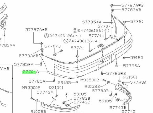 OEM SUBARU FACE-REAR BUMPER For IMPREZA GC/GF 57720-FA0421