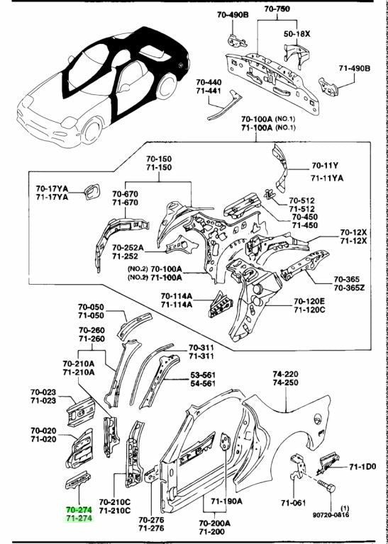 OEM MAZDA OUTER SIDE SILL GUSSET RH/LH SET RX-7 FD3S FD01-70-274A FD01-71-274A0