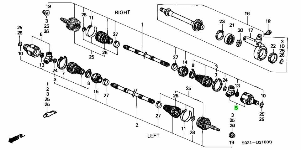 NEW Genuine Honda Inner CV Joint Assembly OEM 44310-S04-N001