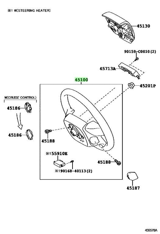 Genuine Toyota Steering Wheel Assy 45100-60A91-C0 OEM New1