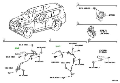 OEM SENSOR, SPEED, FRONT R&L SET Genuine Toyota Lexus LX 600 89542/89543-600701