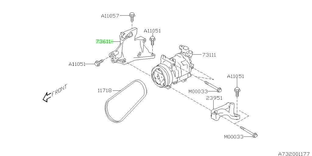 NEW Genuine Subaru AC Compressor Bracket Assembly Air Conditioner OEM 73611VA0000