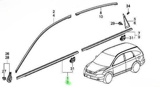 OEM MOLDING ASSY FR DOOR R&L SET Honda CR-V DBA-RE3 72410-SWA-A02/72450-SWA-A02