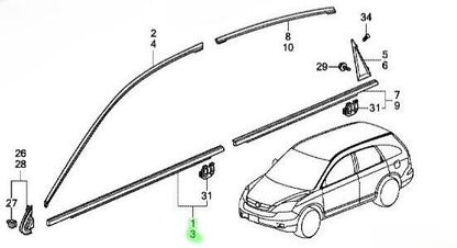 OEM MOLDING ASSY FR DOOR R&L SET Honda CR-V DBA-RE3 72410-SWA-A02/72450-SWA-A02