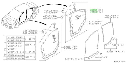 NEW Genuine Subaru Rubber Seal Weatherstrip R&L Set OEM 63512VA120 63512VA1300