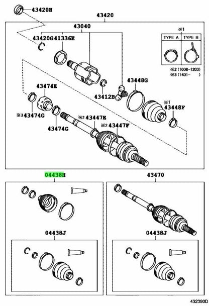 Toyota Lexus LH Front DriveShaftBootKit Inboard Outboard 04428-48131 04428481311