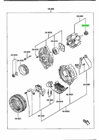 OEM Mazda RX-7 FD3S N336-18-W36 Alternator Rear Bearing Genuine2