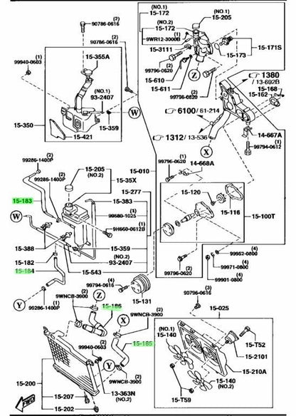 OEM Mazda RX-7 FD3S Cooling Hose Kit 4PCS N3A1-15-183A 184A 185B 186B Genuine2
