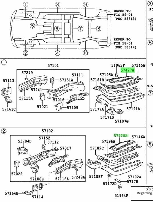 OEM LEXUS RX270/350/450H Front Floor No.3 Reinforcement 57427-48030 57428-480301