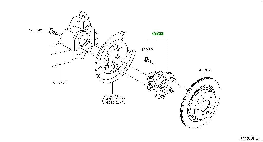 Genuine Nissan Rear Wheel Hub Bearing Assembly 43202-4CE0A Rogue Sport X-Trail1