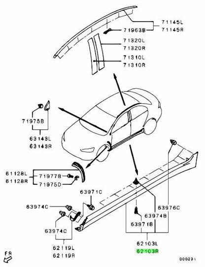 OEM AIR DAM,SIDE,RH Genuine Mitsubishi Lancer Evolution X 6512A162WB1
