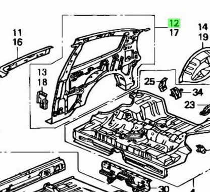 OEM Honda Civic EG 3 Door 1992-1995 RH Rear Inner Panel 64300-SR3-300ZZ Genuine1