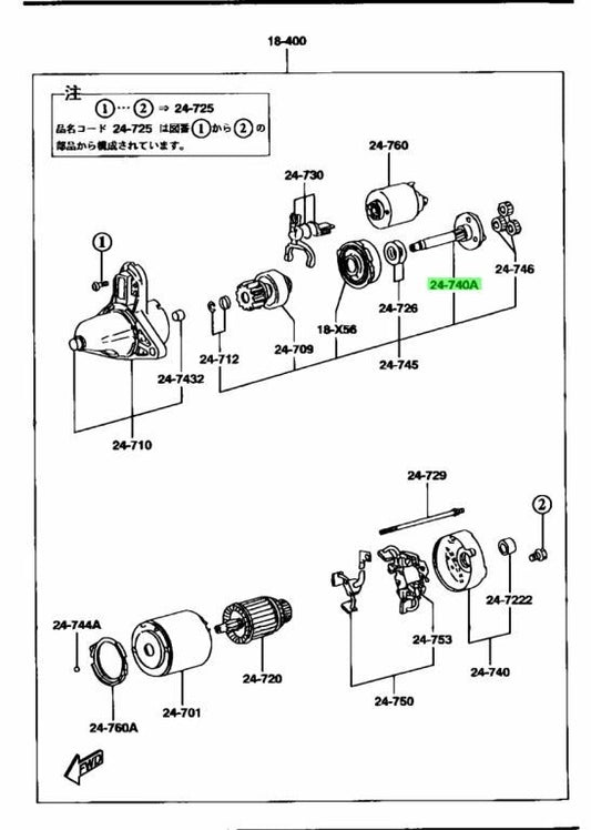 OEM Mazda N326-18-X40 Starter Pinion Shaft Genuine0