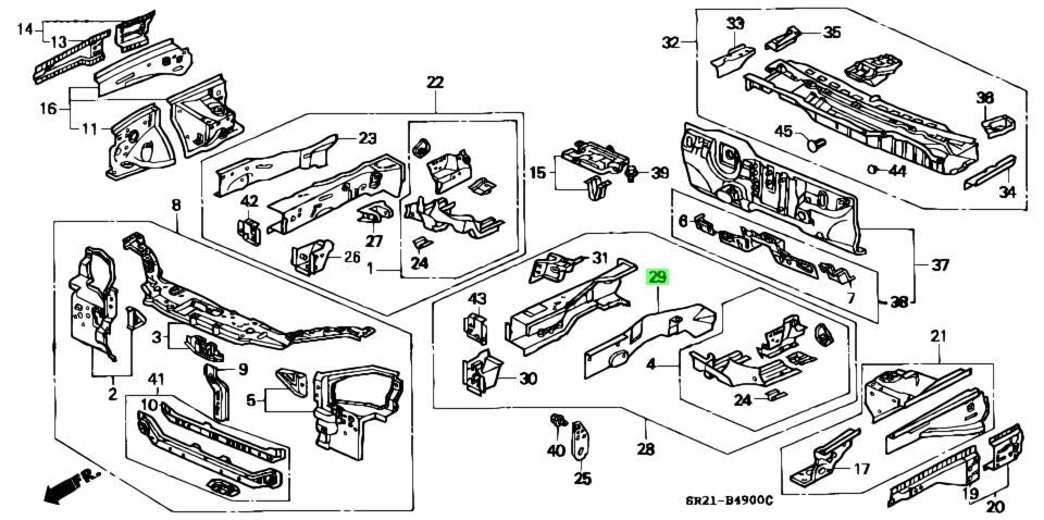 OEM Honda Civic EG EG6 EG8 EG9 60912-SR3-300ZZ LH Front Side Frame Back Plate1
