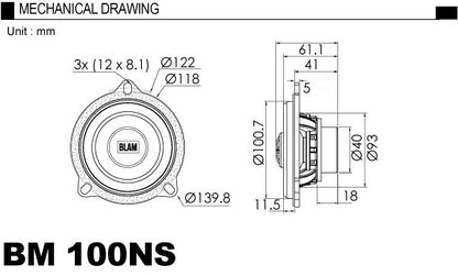 BLAM BM-100-NS Speaker BMW 100mm 2 Way3