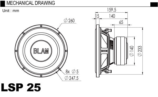 BLAM LS P25 Subwoofer 10'' 25cm Driver3